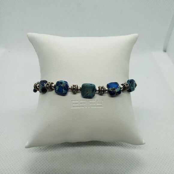 Sterling Silver Chrysocolla Necklace & Bracelet - Picture 7 of 11